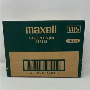Case of 10 MAXELL P/I plus T-120 Blank Premium Quality VHS Tapes